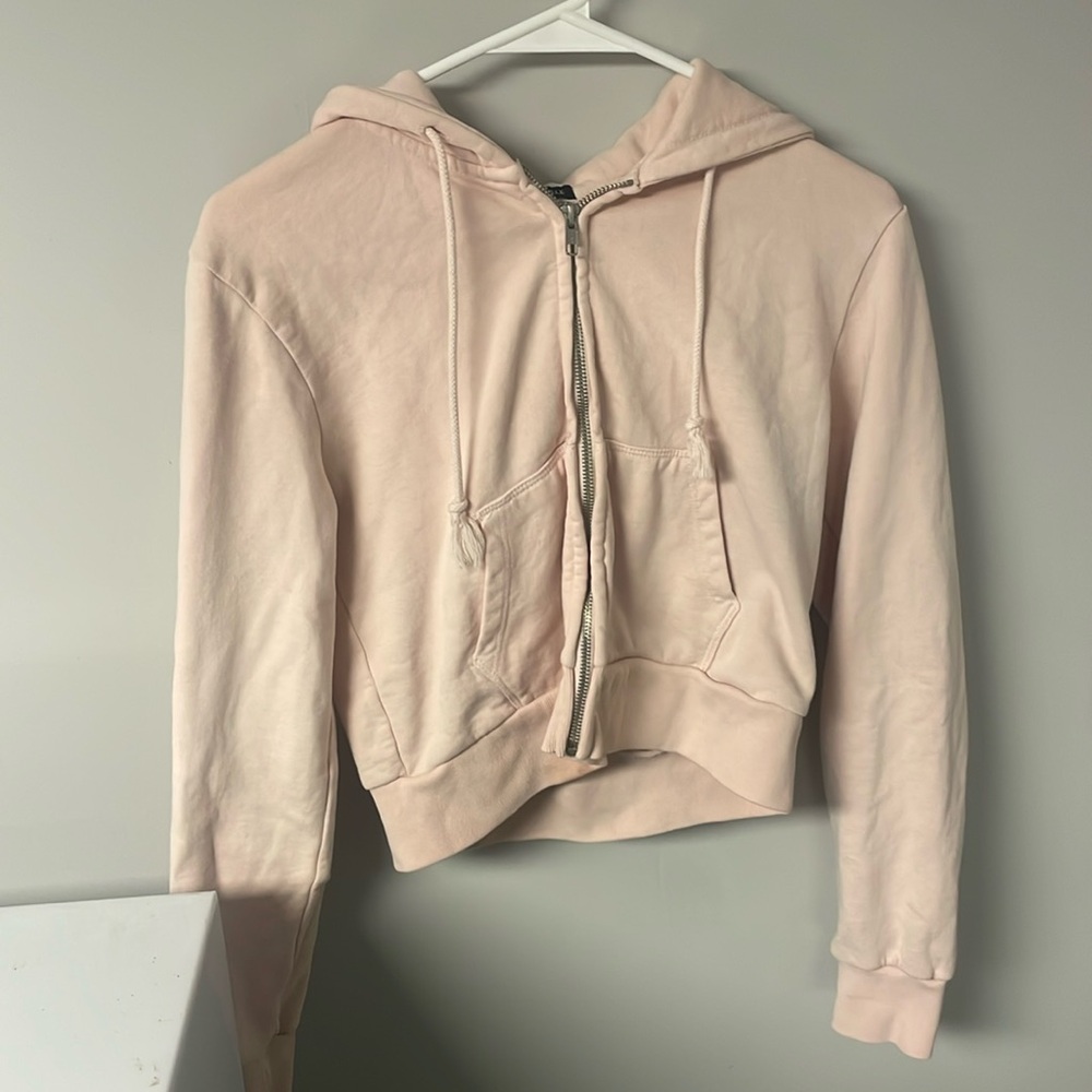 Light Pink Brandy Melville Cropped Zipup
